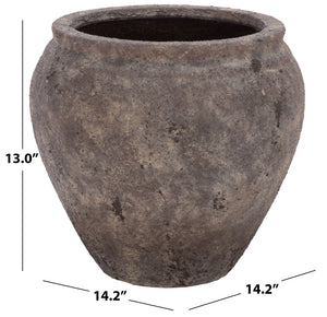 Ramsey Planter Pot — Durable Ficonstone Round Planter, Uv-Resistant, Natural Stone Look For Patio Decor