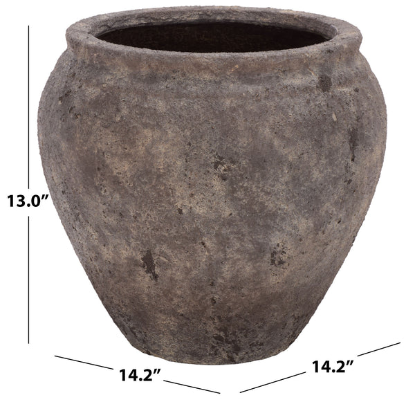 Ramsey Planter Pot — Durable Ficonstone Round Planter, Uv-Resistant, Natural Stone Look For Patio Decor