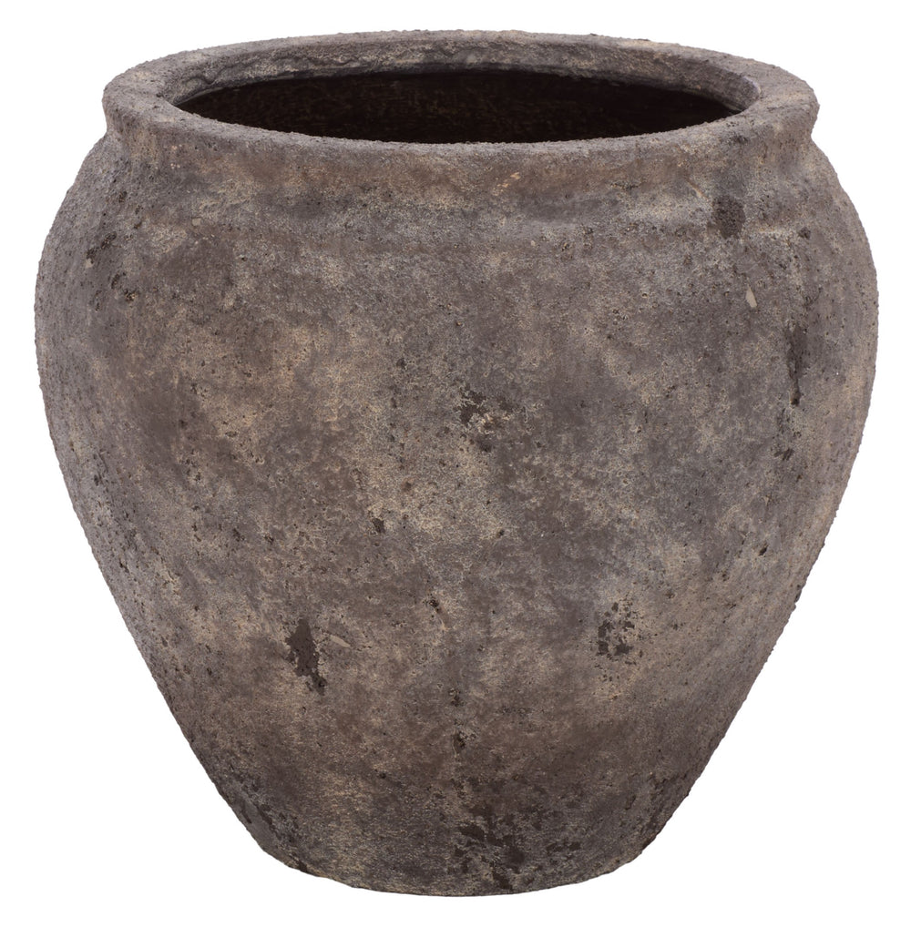 Ramsey Planter Pot — Durable Ficonstone Round Planter, Uv-Resistant, Natural Stone Look For Patio Decor