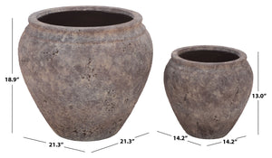 Ramsey Large Planter Pot With Rustic Ficonstone Finish, Lightweight Durable Outdoor Garden Accent Bowl