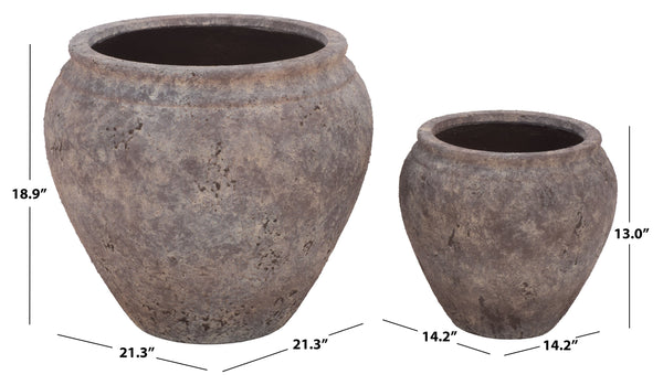 Ramsey Planter Pot — Durable Ficonstone Round Planter, Uv-Resistant, Natural Stone Look For Patio Decor