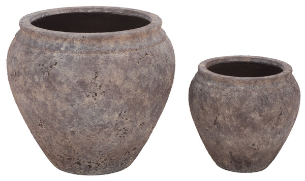Ramsey Large Planter Pot With Rustic Ficonstone Finish, Lightweight Durable Outdoor Garden Accent Bowl