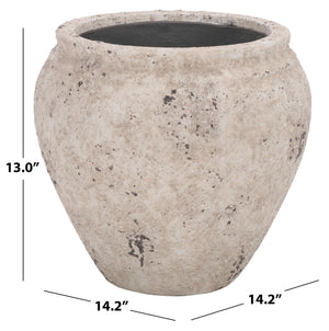 Ramsey Planter Pot — Durable Ficonstone Round Planter, Uv-Resistant, Natural Stone Look For Patio Decor