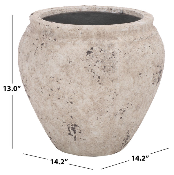 Ramsey Planter Pot — Durable Ficonstone Round Planter, Uv-Resistant, Natural Stone Look For Patio Decor