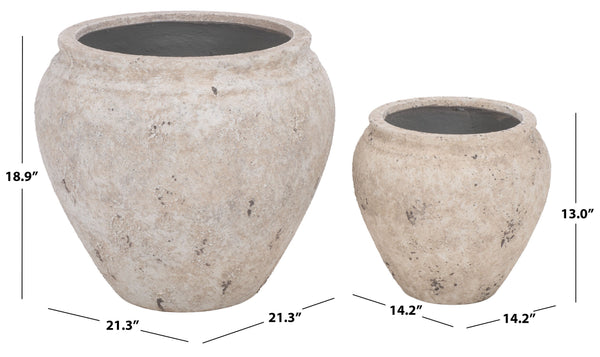 Ramsey Large Planter Pot With Rustic Ficonstone Finish, Lightweight Durable Outdoor Garden Accent Bowl