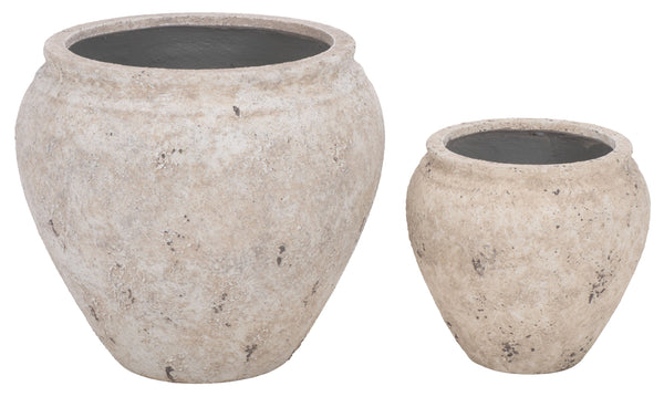 Ramsey Planter Pot — Durable Ficonstone Round Planter, Uv-Resistant, Natural Stone Look For Patio Decor