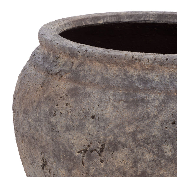 Ramsey Large Planter Pot With Rustic Ficonstone Finish, Lightweight Durable Outdoor Garden Accent Bowl