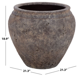 Ramsey Large Planter Pot With Rustic Ficonstone Finish, Lightweight Durable Outdoor Garden Accent Bowl