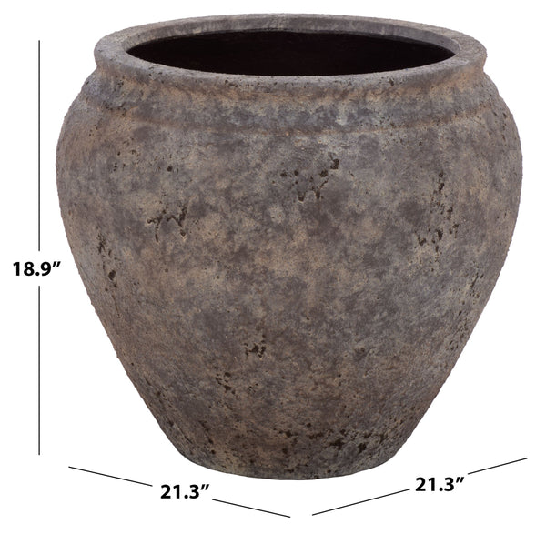 Ramsey Large Planter Pot With Rustic Ficonstone Finish, Lightweight Durable Outdoor Garden Accent Bowl