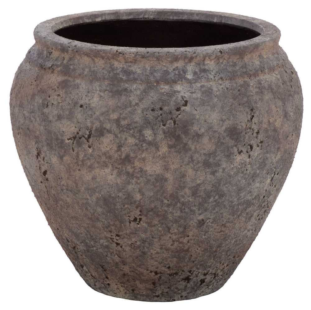 Ramsey Large Planter Pot With Rustic Ficonstone Finish, Lightweight Durable Outdoor Garden Accent Bowl