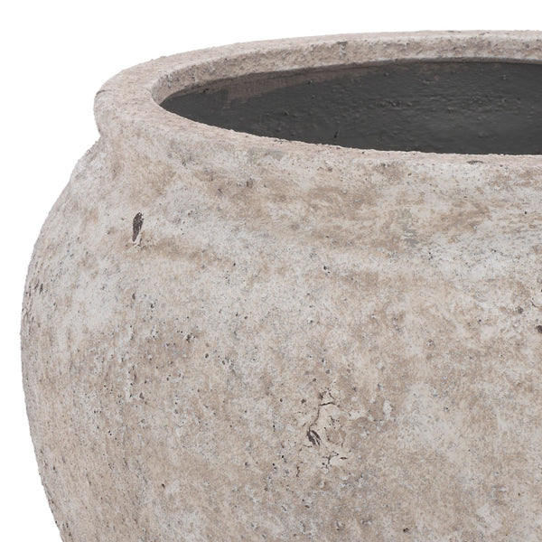 Ramsey Large Planter Pot With Rustic Ficonstone Finish, Lightweight Durable Outdoor Garden Accent Bowl
