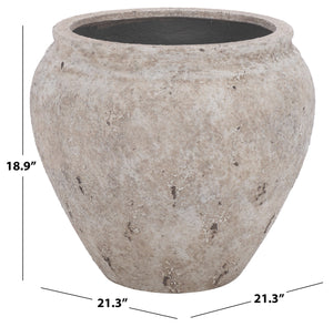 Ramsey Large Planter Pot With Rustic Ficonstone Finish, Lightweight Durable Outdoor Garden Accent Bowl