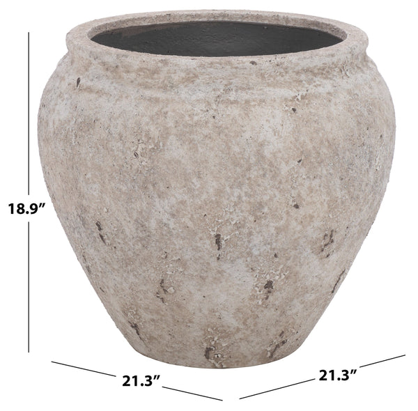 Ramsey Large Planter Pot With Rustic Ficonstone Finish, Lightweight Durable Outdoor Garden Accent Bowl