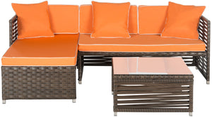 Safavieh Likoma Wicker 3 Piece Outdoor Set Brown/Orange/White PAT2007B