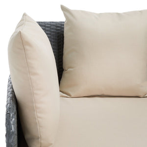 Safavieh AUGUST Daybed - Luxurious Outdoor Lounging with Plush Cushions for Poolside Relaxation & Style Titanium / Sand PAT2500A