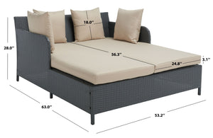 Safavieh AUGUST Daybed - Luxurious Outdoor Lounging with Plush Cushions for Poolside Relaxation & Style Titanium / Sand PAT2500A