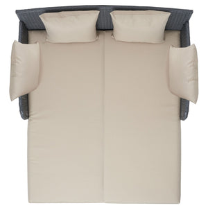 Safavieh AUGUST Daybed - Luxurious Outdoor Lounging with Plush Cushions for Poolside Relaxation & Style Titanium / Sand PAT2500A