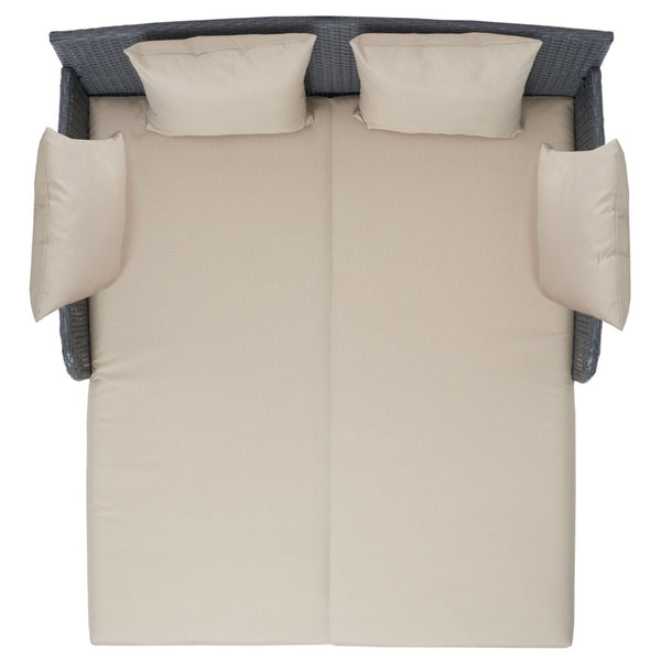 Safavieh AUGUST Daybed - Luxurious Outdoor Lounging with Plush Cushions for Poolside Relaxation & Style Titanium / Sand PAT2500A