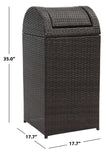 Safavieh Bishop Outdoor Wicker 18 Gallon Trash Bin Brown PAT2511A