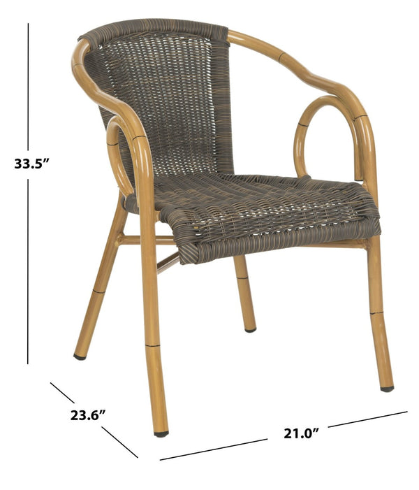 Safavieh DAGNY Arm Chairs - Elegant Retro-Chic Design for Indoor & Outdoor Relaxation and Comfort Chocolate PAT4000A-SET2