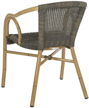 Safavieh DAGNY Arm Chairs - Elegant Retro-Chic Design for Indoor & Outdoor Relaxation and Comfort Chocolate PAT4000A-SET2
