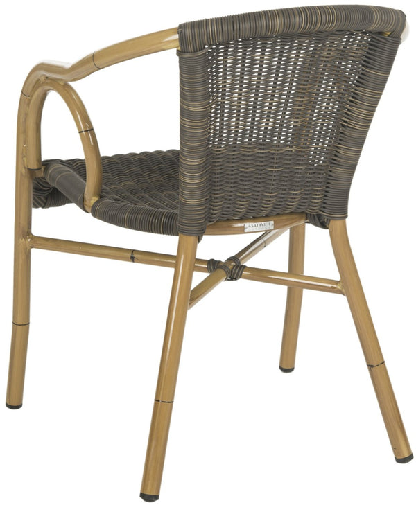 Safavieh DAGNY Arm Chairs - Elegant Retro-Chic Design for Indoor & Outdoor Relaxation and Comfort Chocolate PAT4000A-SET2