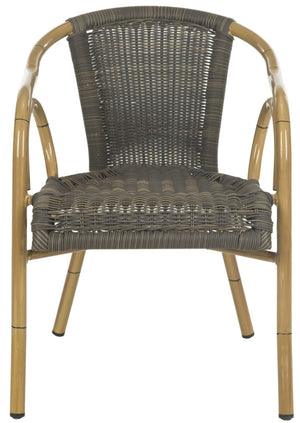 Safavieh DAGNY Arm Chairs - Elegant Retro-Chic Design for Indoor & Outdoor Relaxation and Comfort Chocolate PAT4000A-SET2