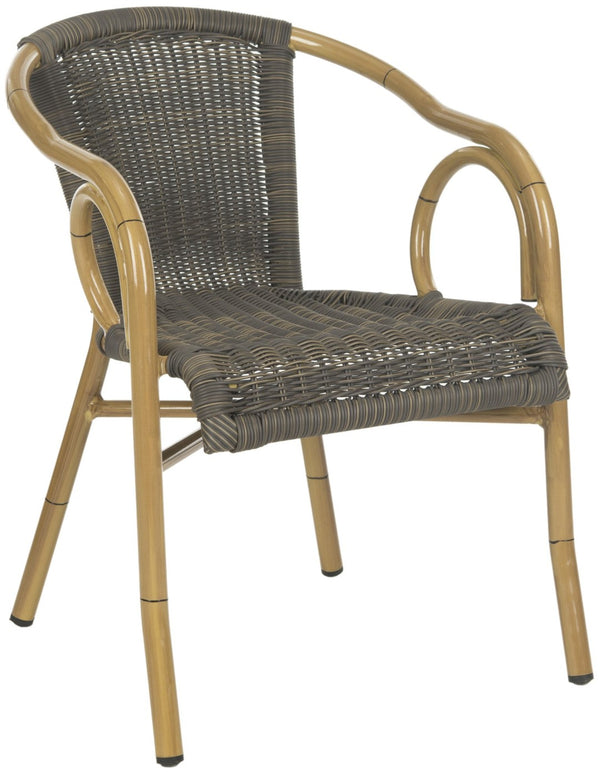 Safavieh DAGNY Arm Chairs - Elegant Retro-Chic Design for Indoor & Outdoor Relaxation and Comfort Chocolate PAT4000A-SET2
