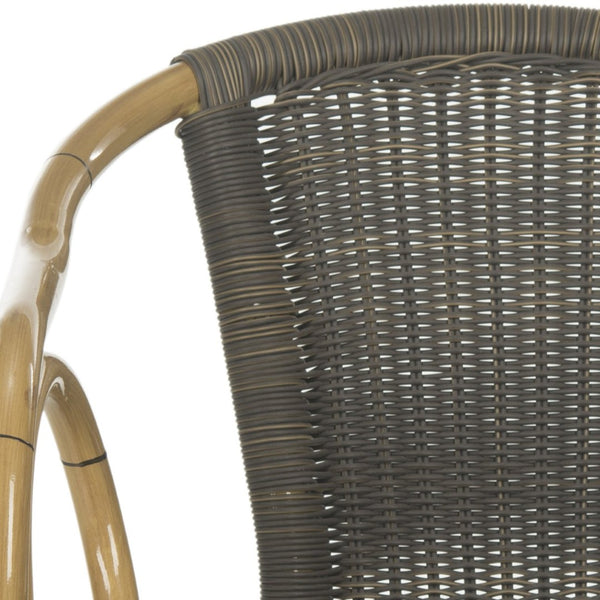 Safavieh DAGNY Arm Chairs - Elegant Retro-Chic Design for Indoor & Outdoor Relaxation and Comfort Chocolate PAT4000A-SET2