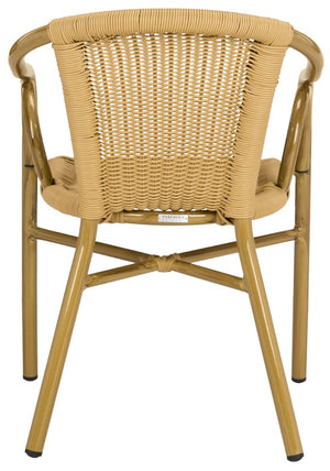 Safavieh DAGNY Arm Chairs - Elegant Retro-Chic Design for Indoor & Outdoor Relaxation and Comfort Natural PAT4000B-SET2