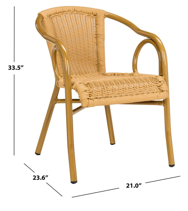Safavieh DAGNY Arm Chairs - Elegant Retro-Chic Design for Indoor & Outdoor Relaxation and Comfort Natural PAT4000B-SET2