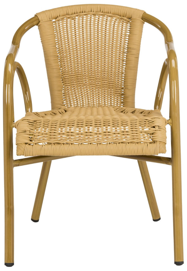 Safavieh DAGNY Arm Chairs - Elegant Retro-Chic Design for Indoor & Outdoor Relaxation and Comfort Natural PAT4000B-SET2