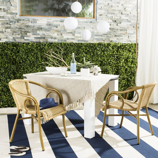 Safavieh DAGNY Arm Chairs - Elegant Retro-Chic Design for Indoor & Outdoor Relaxation and Comfort Natural PAT4000B-SET2