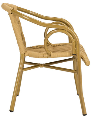 Safavieh DAGNY Arm Chairs - Elegant Retro-Chic Design for Indoor & Outdoor Relaxation and Comfort Natural PAT4000B-SET2