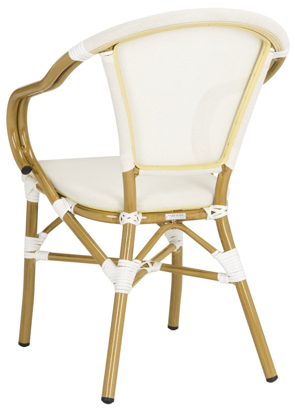 Safavieh KARINE Arm Chairs Set of 2 - Beige Peacock-Inspired Outdoor Seating for Patios, Decks & Pools PAT4003B-SET2