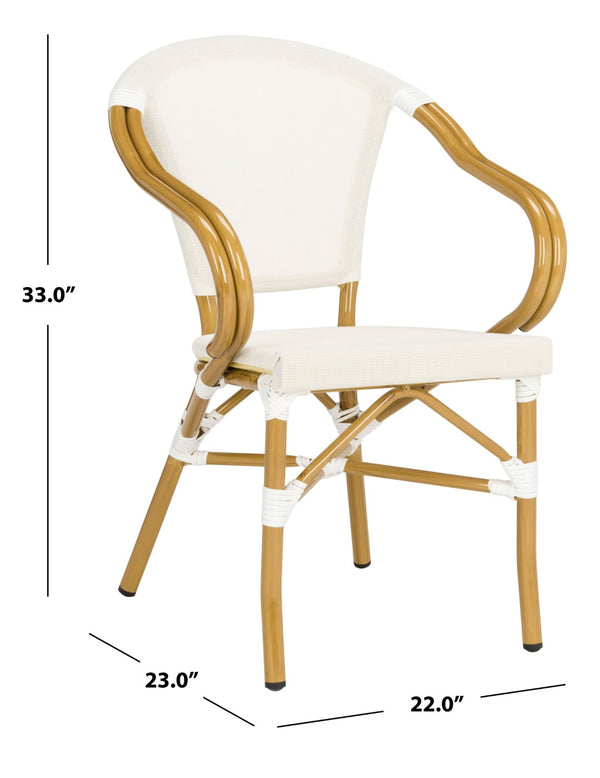 Safavieh KARINE Arm Chairs Set of 2 - Beige Peacock-Inspired Outdoor Seating for Patios, Decks & Pools PAT4003B-SET2
