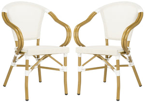 Safavieh KARINE Arm Chairs Set of 2 - Beige Peacock-Inspired Outdoor Seating for Patios, Decks & Pools PAT4003B-SET2