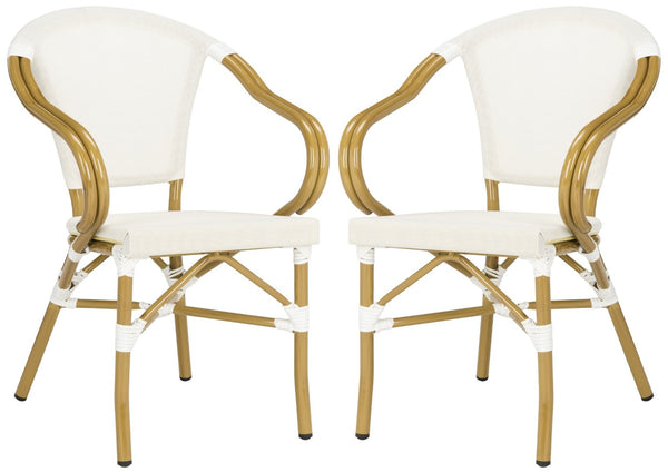 Safavieh KARINE Arm Chairs Set of 2 - Beige Peacock-Inspired Outdoor Seating for Patios, Decks & Pools PAT4003B-SET2