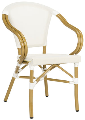 Safavieh KARINE Arm Chairs Set of 2 - Beige Peacock-Inspired Outdoor Seating for Patios, Decks & Pools PAT4003B-SET2