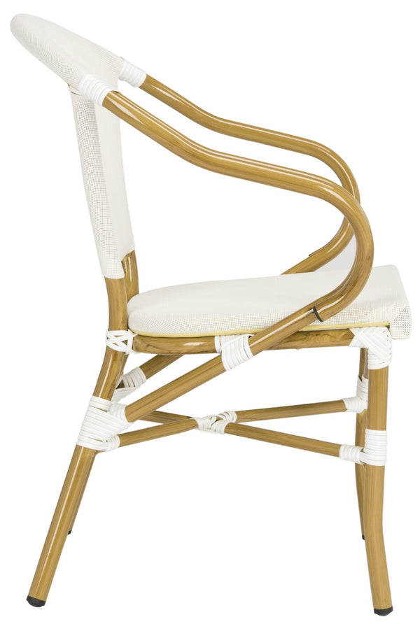Safavieh KARINE Arm Chairs Set of 2 - Beige Peacock-Inspired Outdoor Seating for Patios, Decks & Pools PAT4003B-SET2