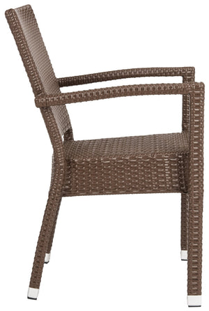 Safavieh KELDA Stylish Stackable Arm Chairs for Outdoor Living - Weather-Resistant, Comfortable Seating Set Brown PAT4004B-SET2