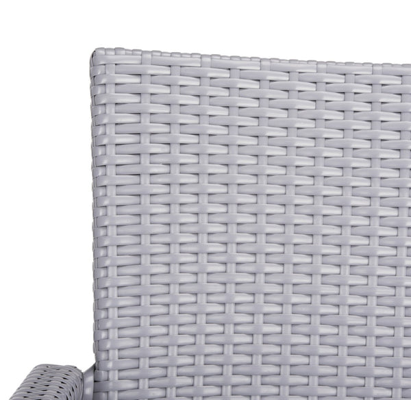 Safavieh KELDA Stylish Stackable Arm Chairs for Outdoor Living - Weather-Resistant, Comfortable Seating Set Grey PAT4004C-SET2