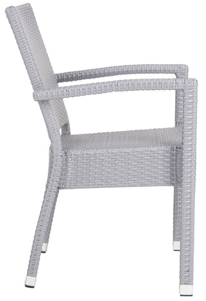 Safavieh KELDA Stylish Stackable Arm Chairs for Outdoor Living - Weather-Resistant, Comfortable Seating Set Grey PAT4004C-SET2