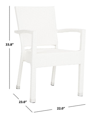 Safavieh KELDA Stylish Stackable Arm Chairs for Outdoor Living - Weather-Resistant, Comfortable Seating Set White PAT4004D-SET2