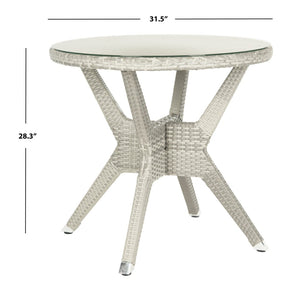 Safavieh LANGER Round Accent Table - Stylish Grey Wicker Design for Indoor & Outdoor Living Spaces, Durable & Versatile PAT4006A