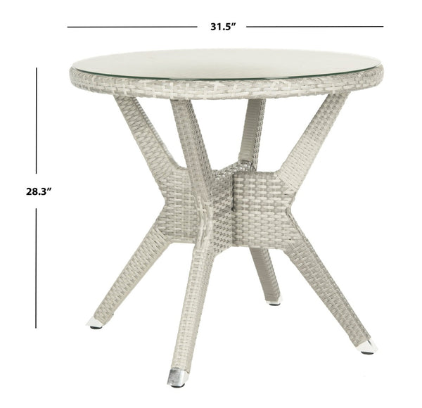 Safavieh LANGER Round Accent Table - Stylish Grey Wicker Design for Indoor & Outdoor Living Spaces, Durable & Versatile PAT4006A