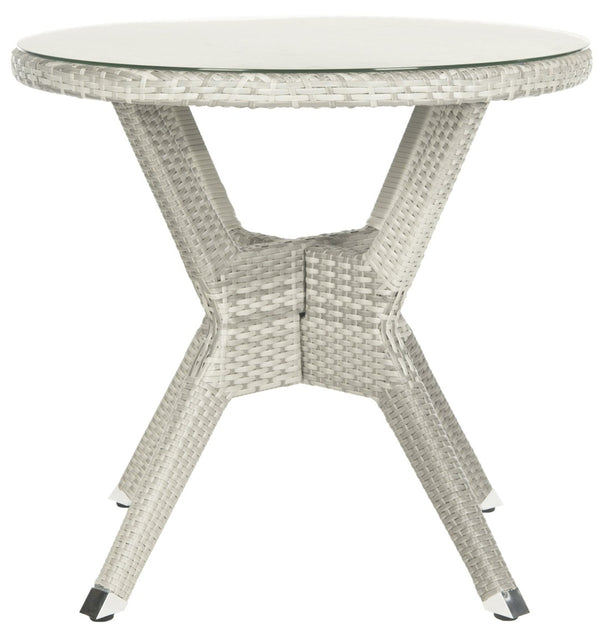 Safavieh LANGER Round Accent Table - Stylish Grey Wicker Design for Indoor & Outdoor Living Spaces, Durable & Versatile PAT4006A
