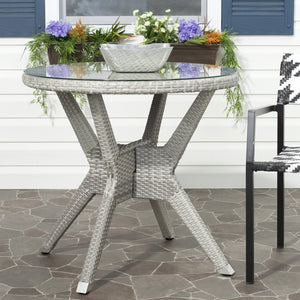 Safavieh LANGER Round Accent Table - Stylish Grey Wicker Design for Indoor & Outdoor Living Spaces, Durable & Versatile PAT4006A
