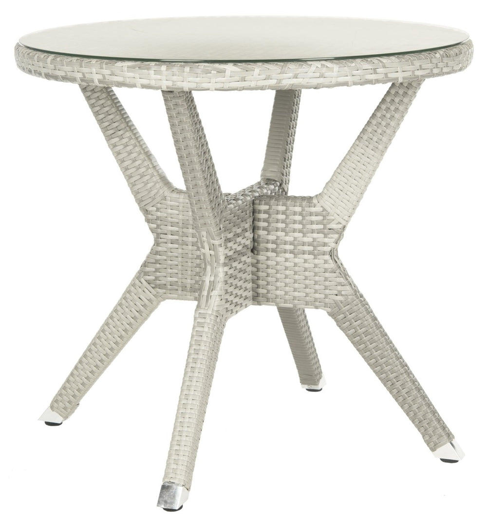 Safavieh LANGER Round Accent Table - Stylish Grey Wicker Design for Indoor & Outdoor Living Spaces, Durable & Versatile PAT4006A