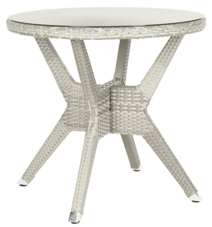 Safavieh LANGER Round Accent Table - Stylish Grey Wicker Design for Indoor & Outdoor Living Spaces, Durable & Versatile PAT4006A